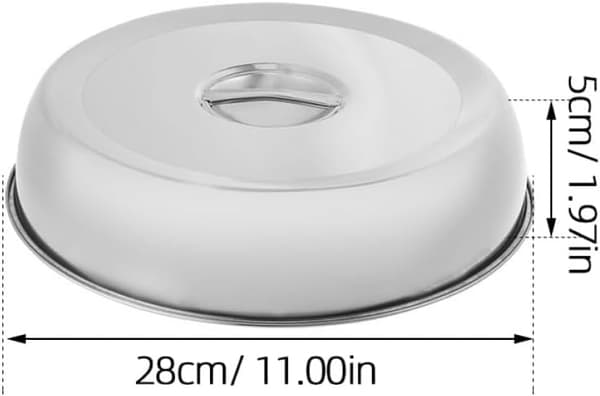 28 cm kupolformat matlock i rostfritt stål, stänksäkert metalllock för matlagning och grillning