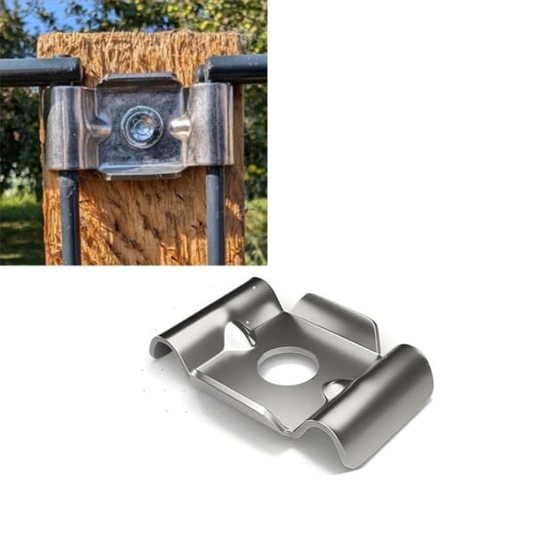 304 Rostfritt Stål Dubbelstångs Nätstaketfäste, Silver, 10-pack, Kraftig