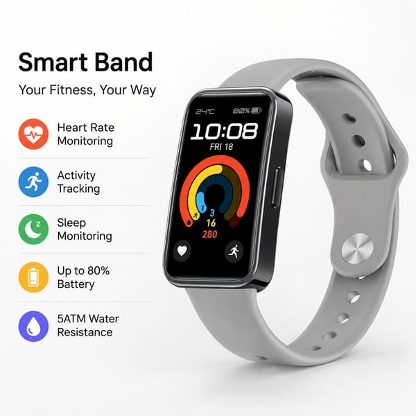 Silikone erstatningsrem til Huawei Band 10, grå, vandtæt, komfortabel