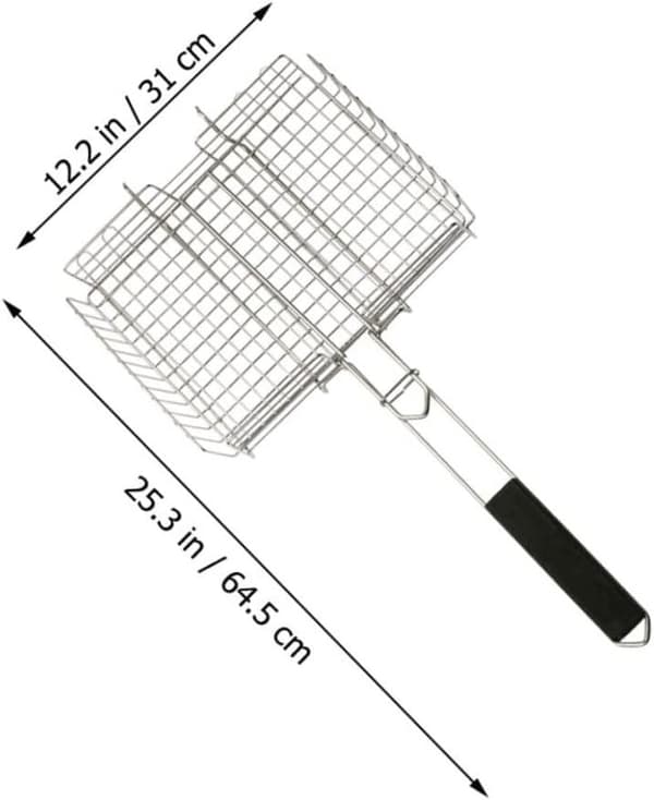 Bærbar BBQ-grill i rustfrit stål til fileter, campinggrillnet med klemme, køkkentilbehør