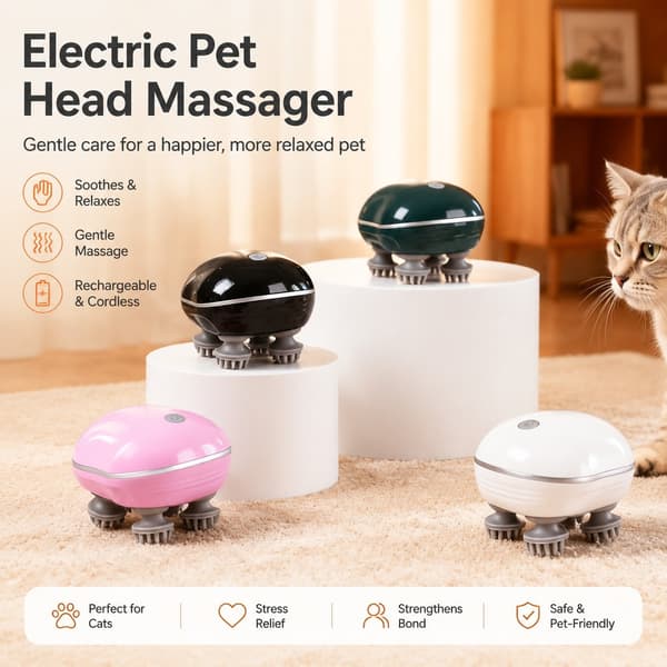 Elektrisk hovedmassager til katte, genopladelig smart hovedbundsstresslindring, multifunktionelt kæledyrslegetøj