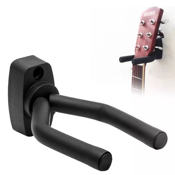 Universal gitarrhängare, svart, 1-pack, väggmonterad, ABS & metall, för akustisk elektrisk ukulele