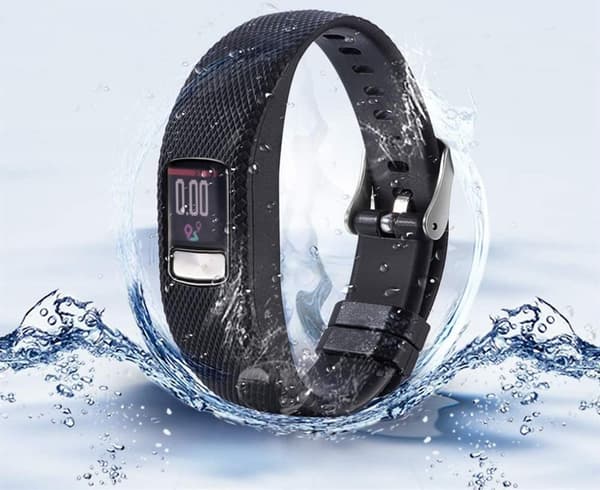 Armbånd til Garmin Vivofit 4, Sort (Stor), TPU TPE, Justerbart, Vandtæt