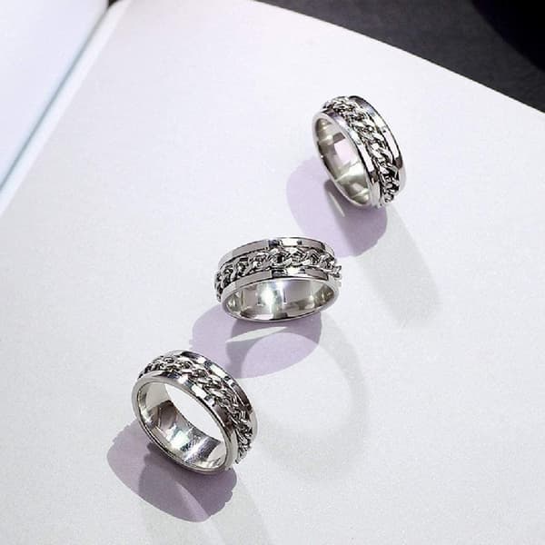 Anti-stressring med flaskeåbner, sølv, 20,7 mm, rustfrit stål, fidget spinner