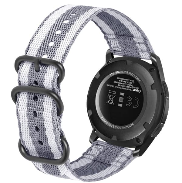 Nylon urrem til Samsung Galaxy Watch 4 & Huawei GT 4, grå, åndbar, justerbar