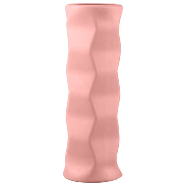 Hög texturerad plastvas, geometrisk cylindrisk blomvas, okrossbar, för vardagsrum och sovrum
