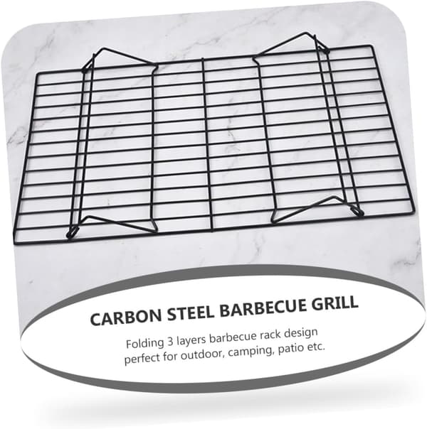 Vikbart grillgaller i kolstål, utomhus campingkök, återanvändbart nät 22x14x1.5cm