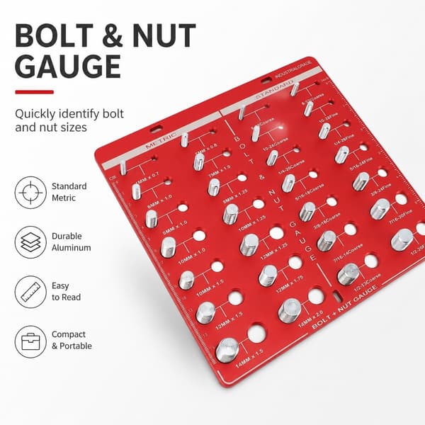 28-håls bultmutteridentifieringsmätare, metrisk gängkontroll i aluminiumlegering för gör-det-själv