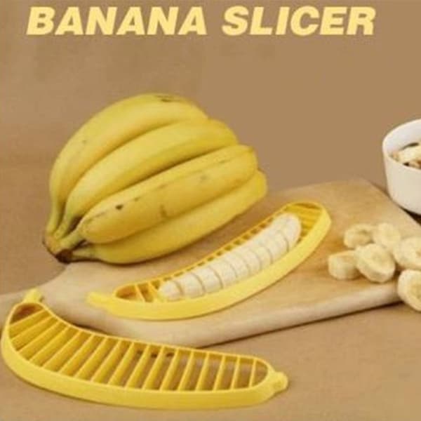 Bananaskärare, snabb enhetlig skivning, lätt salladsfruktskalare för hushållsresor