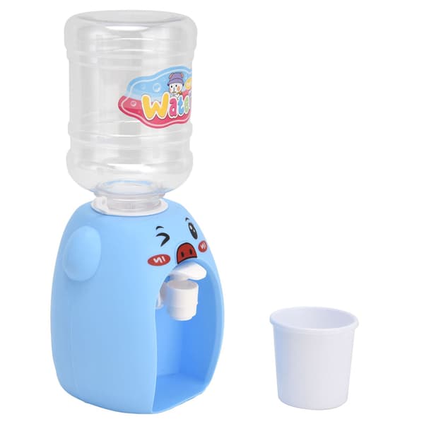 Mini tegneserie vanddispenser legetøj, simulationsdrikkedispenser til børn, blå gris