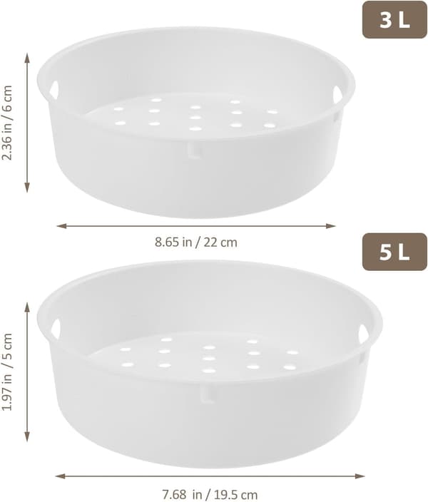 Plastdampkurvsæt med håndtag 2 stk. (3L & 5L) til riskoger og madlavning