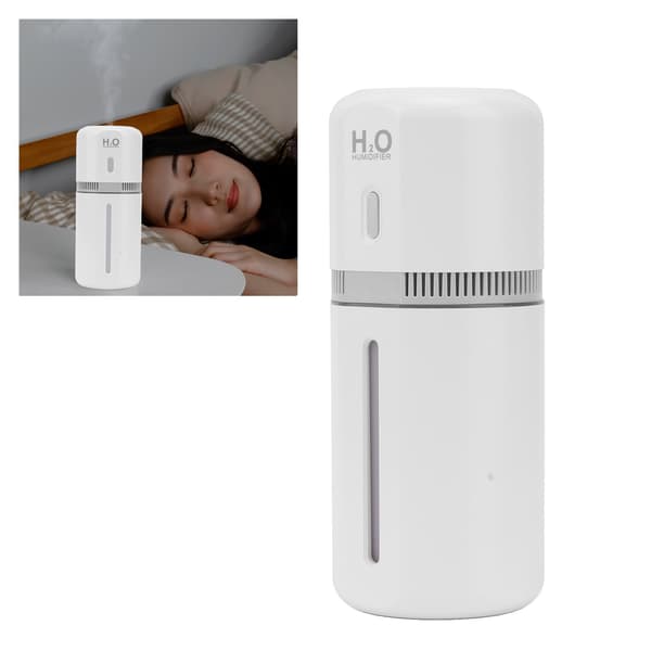 180 ml billuftfukter, bærbar kjølig tåke, USB, fargede nattlys, hvit