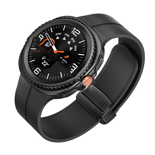 Magnetisk foldbart silikone urrem kompatibel med Samsung Galaxy Watch 8 Classic, sort