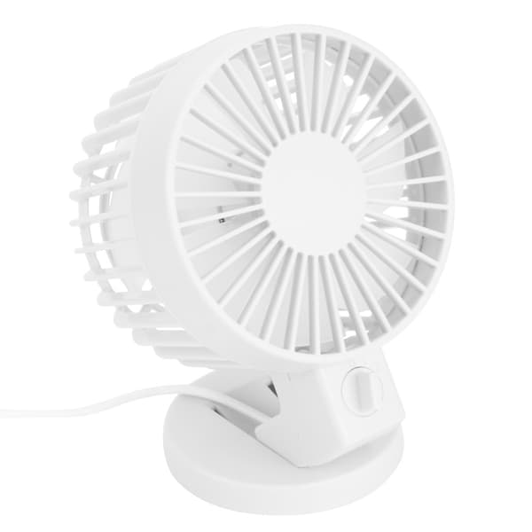 Bærbar Mini Bordventilator, USB, Ultra Stille, 45° Justering, Hvid, til Hjemmekontor