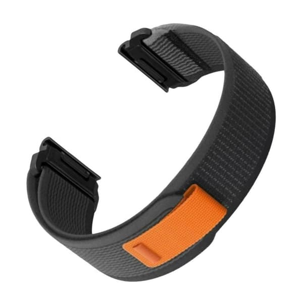 Nylon Quick Release Urrem til Garmin Fenix 8/7X Pro/6X/5X, 26mm, Sort+Grå