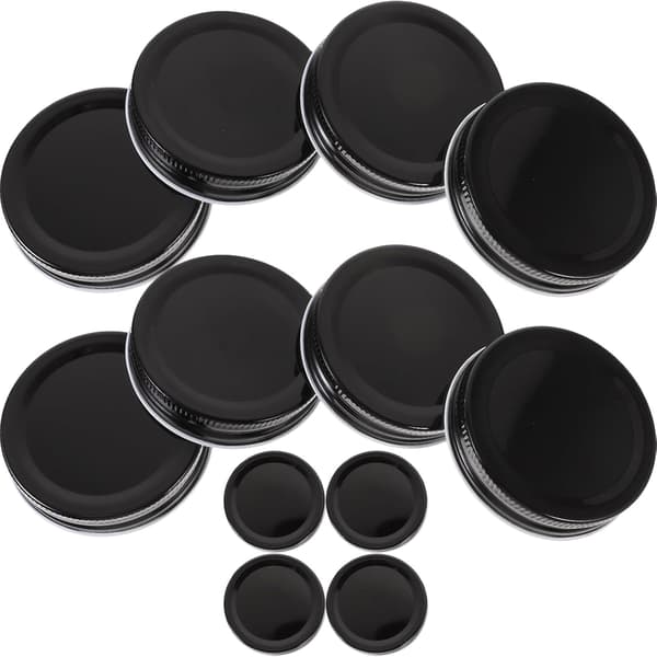 Burklock med bred öppning 70 mm svart (12-pack) - Läckagesäkra lufttäta förseglingar för hemförvaring av mat