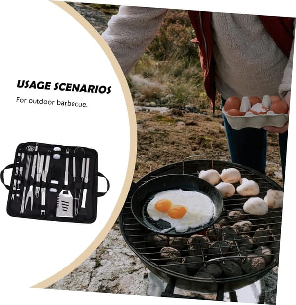 Bärbart Churrasco-redskapsset i rostfritt stål, grillverktygssats för utomhuscamping