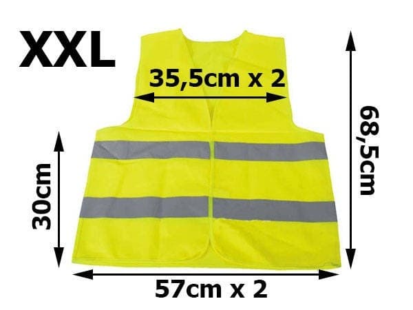Sikkerhetsvest med refleksstriper, XXL, høy synlighet, polyester, trafikksikkerhet XXL