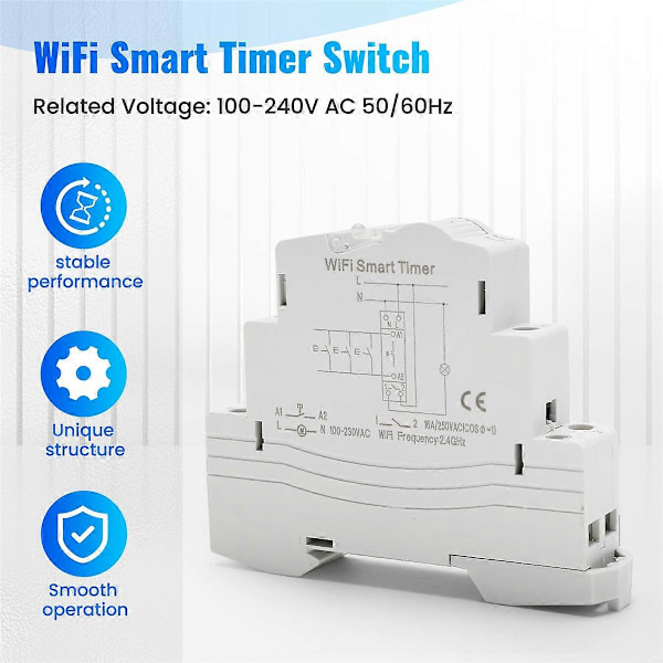 SINOTIMER TM609 WiFi Smart Timer Switch Tuya APP Fjärrkontroll Trådlös Nedräkning Timer Switch Hem White