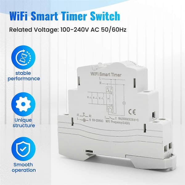 SINOTIMER TM609 WiFi Smart Timer Switch Tuya APP Fjernkontroll Trådløs Nedtellingstidtaker Bryter Hjem White