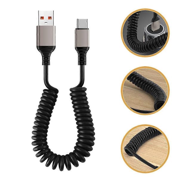 Typ-C USB-laddningskabel för dataöverföring 5 st flexibel svart sladd