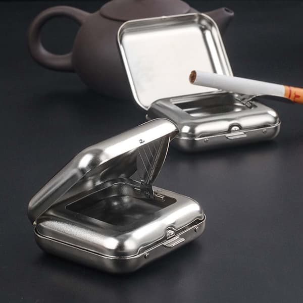 Mini Fickaskfat, Silver, Bärbart Metallaskfat, Kompakt Resecigarettaskhållare