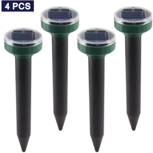 Vattentät solcellsdriven mullvadsavskräckare, ultraljud, 4-pack, ABS, utomhus skadedjursbekämpning