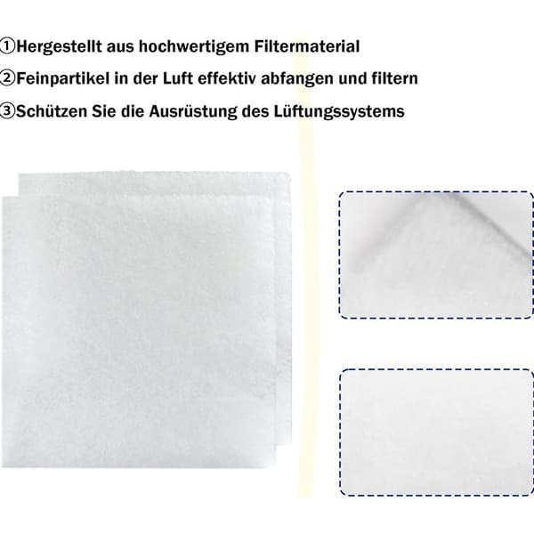 10-pakning filterbomullsputer kompatible med Meltem G-4, GF 0198, VF-EL 3870, 19cm x 15cm
