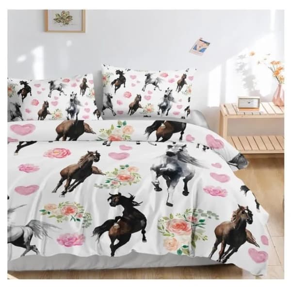Färgglatt valptryck sängkläder set 200*200 cm, 3 delar, dragkedja