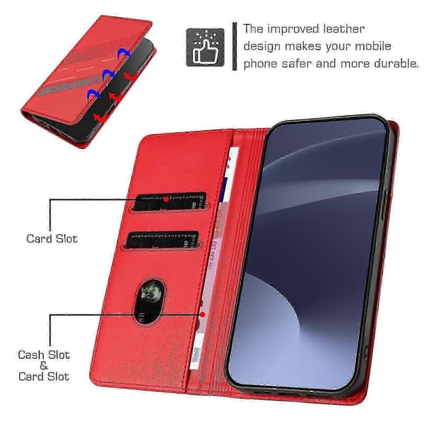 Präglat Plånboksfodral PU-läder för Huawei Enjoy 50 Pro / nova Y90 Red For Huawei Mate 60