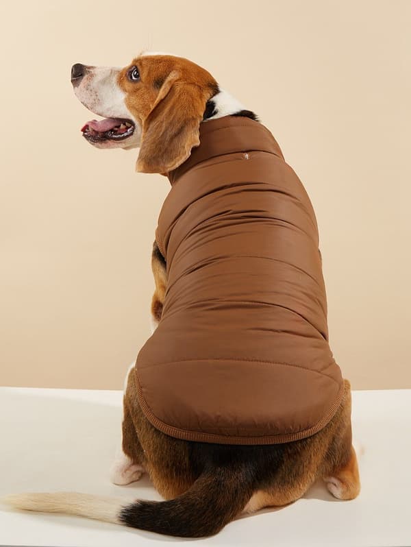 Hundevest i bomull, varm ensfarget knappevest for små og mellomstore hunder