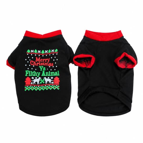 Hunde jule-T-shirt, kæledyrsferietøj til Teddy Bichon Pomeranian, polyester, XS-L