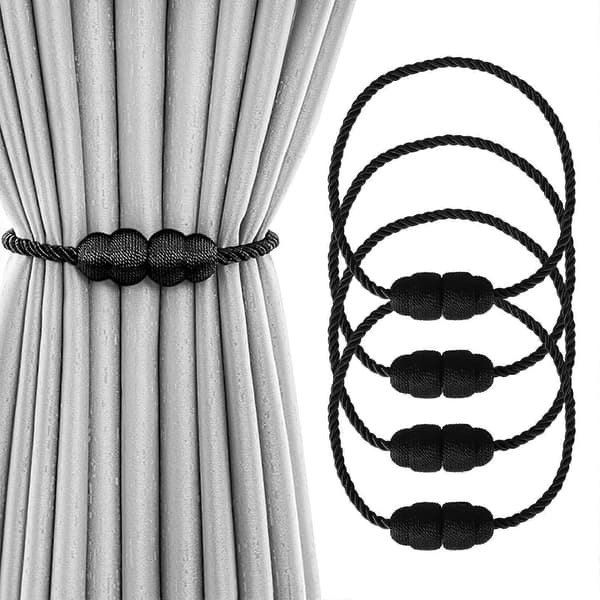Magneettiset poraamattomat verhonpidikkeet 4 kpl musta