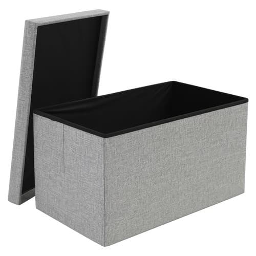 Sammenleggbar oppbevaringspuff, 76x38x38cm, XXL, 110L, Vannavstøtende, Grå