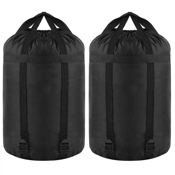 2X Kompressionspåse i Nylon för Sovsäck, Svart, 24L, Vattentät, Camping & Backpacking