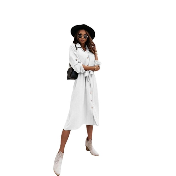 Damekjole med knapper WHITE S