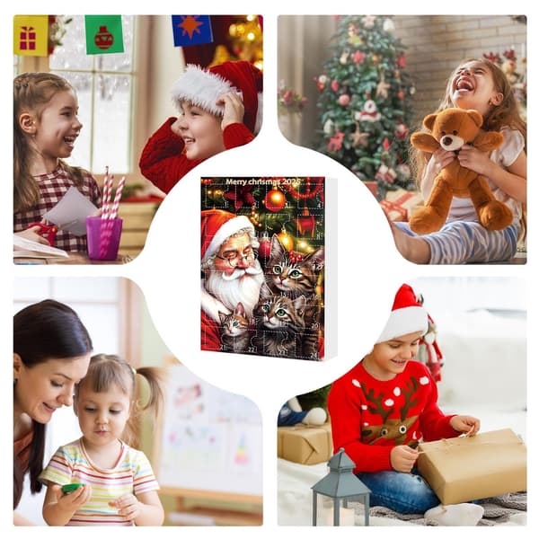 Katt Julekalender, 24-dagers nedtelling, Akryl Kattedekorasjoner til Tre, Bilspeil, Veggdekor Model C