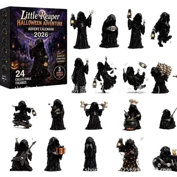 Nedräkningskalender för Halloween 2026, Spöke i 3D-dockstil, Ljuslåda, Spöklik Dekor