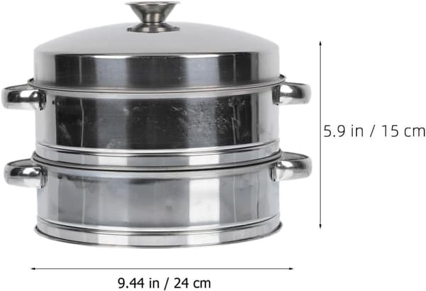 Dobbeltlags dampkurv i rustfrit stål med låg 20 cm til dumplings og boller