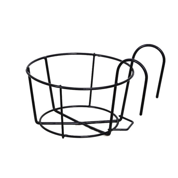 Rund Balkongräcke Blomkorg, Svart Järn, 12cm, 1-pack