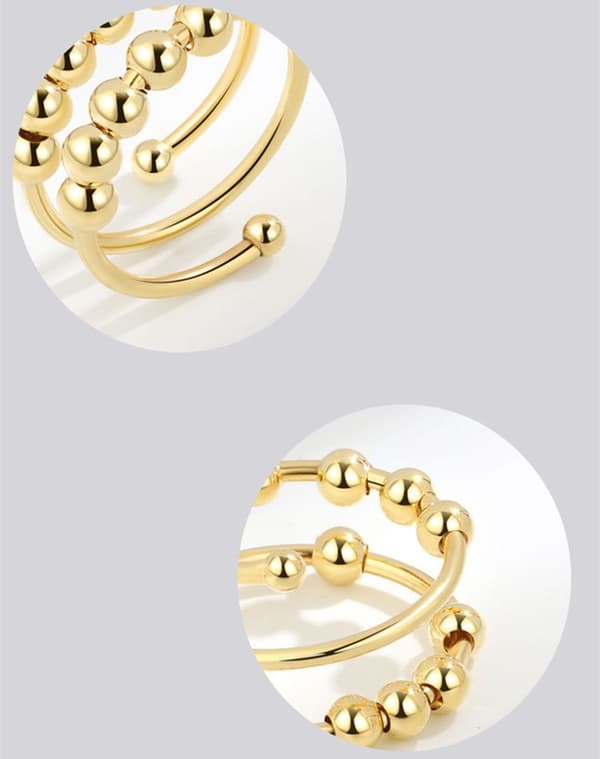 Justerbar stressring, kobbergull, 17 mm, Fidget Spinner-ring for angst