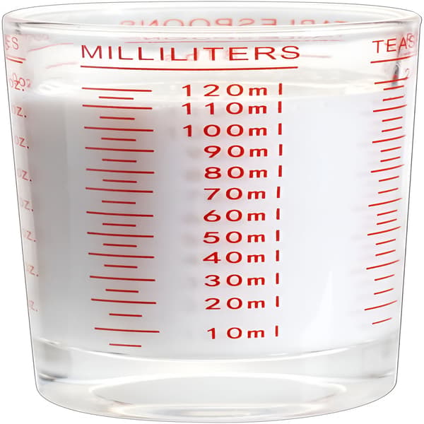 Glasmålebæger 4oz/120ml, Rød, Tungt Espresso Shotglas, Væske, Letlæseligt