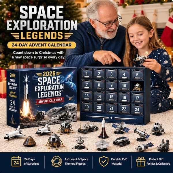 Rymd-adventskalender 24-dagars astronaut-överraskningsbox, PVC julklappsset