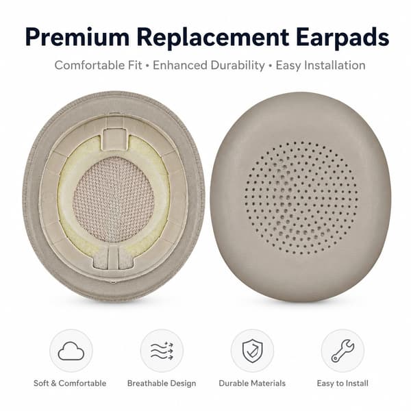 Erstatningsørepuder til Jabra Elite 45h Evolve2 65, Guld, Premium Materiale Gold