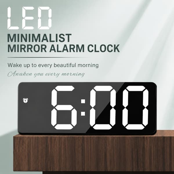 LED elektronisk väckarklocka, batteri- och plug-in dubbel användning, plast, enkel stil Rectangular black flour lamp