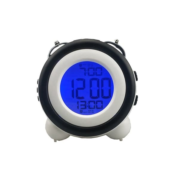 LED-väckarklocka med nattlampa, dubbla larm, tyst läge, LCD-display, batteridriven Light blue