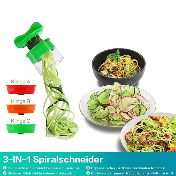 Handhållen spiralskärare för grönsaker, spiralizer för morots-, gurk- och potatisnudlar