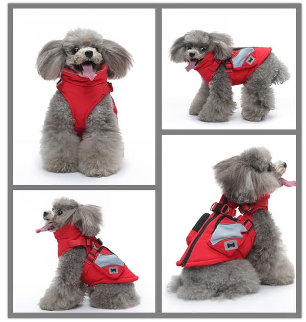 Hund Vinter Varm Dragkedja Jacka, Reflexsele Husdjursrock, Polyester
