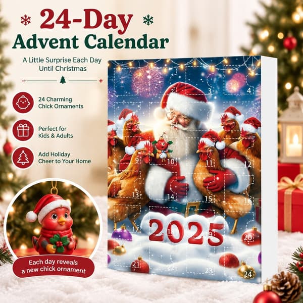 Kycklingprydnader Julgran 24-dagars nedräkningskalender, Stil A, Akryl