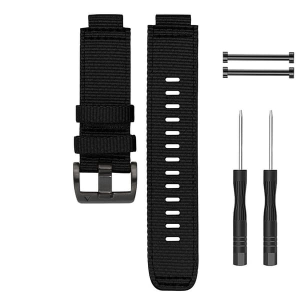 Nylon Urrem til Garmin, Sort, Justerbar, 13-21 cm Håndled